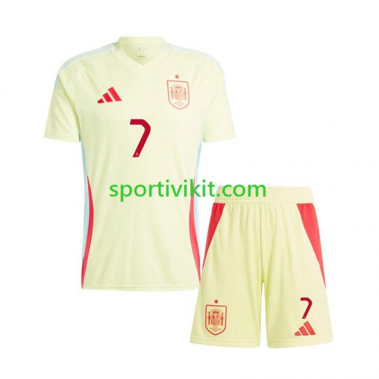 Completo da calcio Bambini Spagna Alvaro Morata 7 Maglia Seconda Euro 2024 Manica Corta