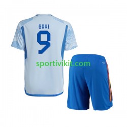 Completo da calcio Bambini Spagna Gavi 9 Maglia Seconda Coppa del Mondo 2022 Manica Corta