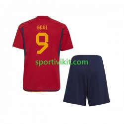 Completo da calcio Bambini Spagna Gavi 9 Maglia Prima Coppa del Mondo 2022 Manica Corta