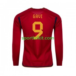 Spagna Gavi 9 Uomo Maglia Prima Coppa del Mondo 2022 Manica Lunga