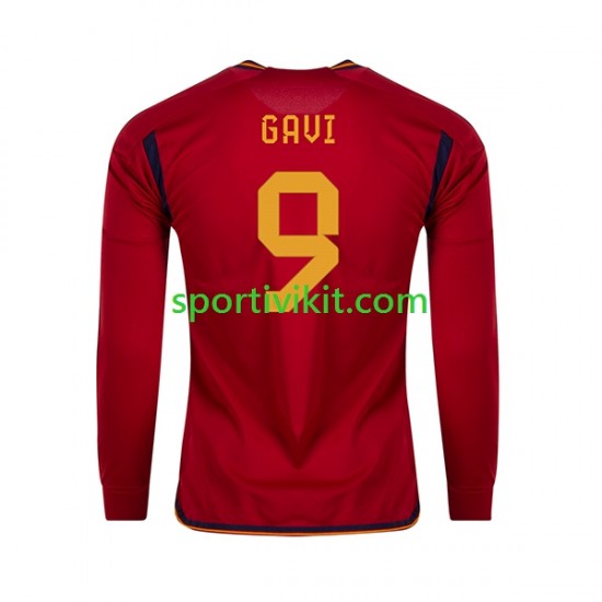 Spagna Gavi 9 Uomo Maglia Prima Coppa del Mondo 2022 Manica Lunga Spagna Gavi 9 Uomo Maglia Prima Coppa del Mondo 2022 Manica Lunga