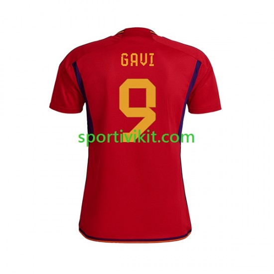 Spagna Gavi 9 Uomo Maglia Prima Coppa del Mondo 2022 Manica Corta
