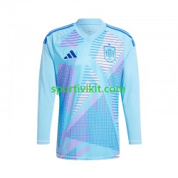 Spagna Portiere Blu Uomo Maglia Seconda Euro 2024 Manica Lunga