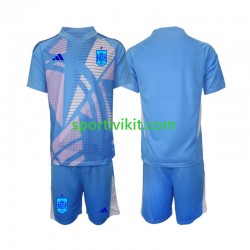 Completo da calcio Bambini Spagna Portiere Maglia Prima Euro 2024 Manica Corta