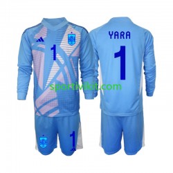 Completo da calcio Bambini Spagna Portiere David Raya 1 Maglia Prima Euro 2024 Manica Lunga