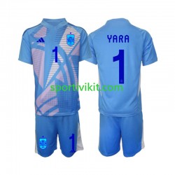 Completo da calcio Bambini Spagna Portiere David Raya 1 Maglia Prima Euro 2024 Manica Corta