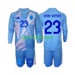 Completo da calcio Bambini Spagna Portiere Unai Simon 23 Maglia Prima Euro 2024 Manica Lunga