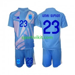 Completo da calcio Bambini Spagna Portiere Unai Simon 23 Maglia Prima Euro 2024 Manica Corta