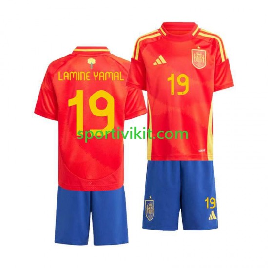 Completo da calcio Bambini Spagna Lamine Yamal 19 Maglia Prima Euro 2024 Manica Corta