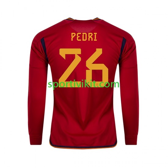 Spagna PEDRI 26 Uomo Maglia Prima Coppa del Mondo 2022 Manica Lunga
