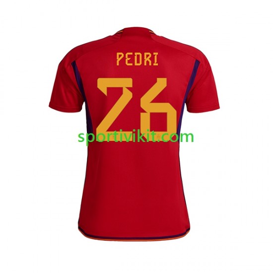 Spagna PEDRI 26 Uomo Maglia Prima Coppa del Mondo 2022 Manica Corta