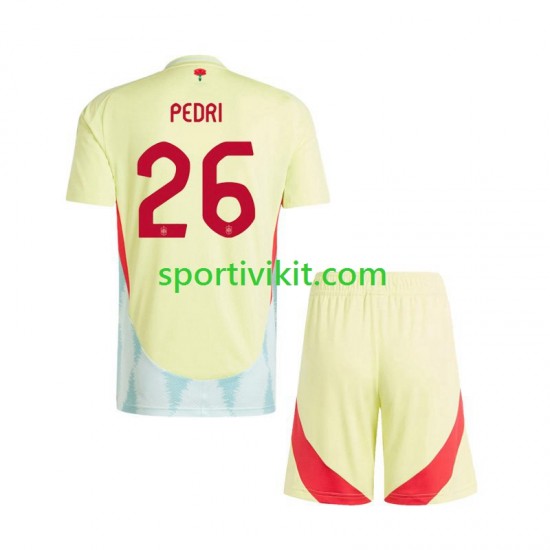 Completo da calcio Bambini Spagna Pedri 26 Maglia Seconda Euro 2024 Manica Corta