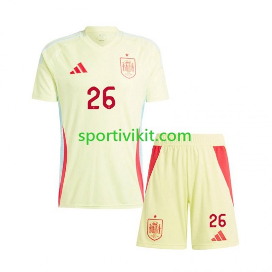 Completo da calcio Bambini Spagna Pedri 26 Maglia Seconda Euro 2024 Manica Corta