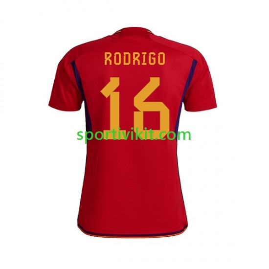 Spagna RODRIGO 16 Uomo Maglia Prima Coppa del Mondo 2022 Manica Corta