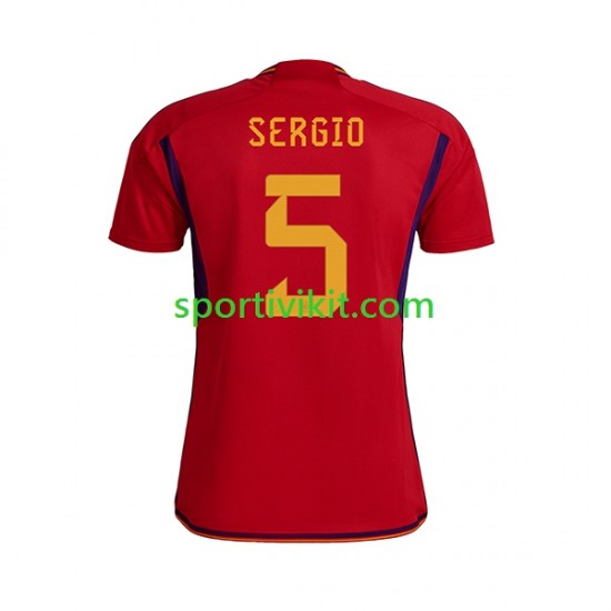 Spagna SERGIO BUSQUETS 5 Uomo Maglia Prima Coppa del Mondo 2022 Manica Corta