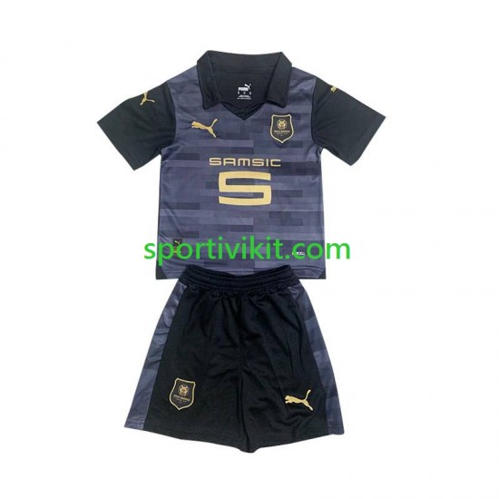 Completo da calcio Bambini Stade Rennais Nero Maglia Terza 2023-2024 Manica Corta