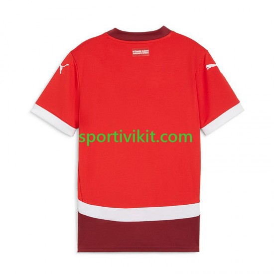 Svizzera Rosso Uomo Maglia Prima Euro 2024 Manica Corta
