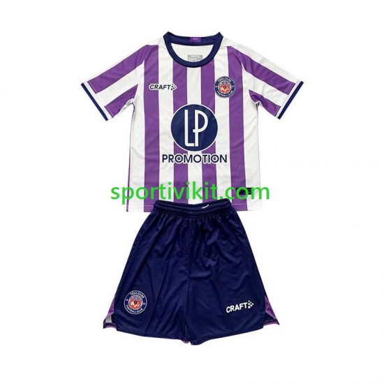 Completo da calcio Bambini Toulouse Maglia Prima 2023-2024 Manica Corta Completo da calcio Bambini Toulouse Maglia Prima 2023-2024 Manica Corta