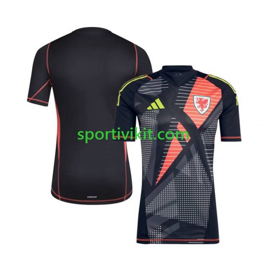 Galles Portiere Nero Uomo Maglia Prima 2024 Manica Corta Galles Portiere Nero Uomo Maglia Prima 2024 Manica Corta