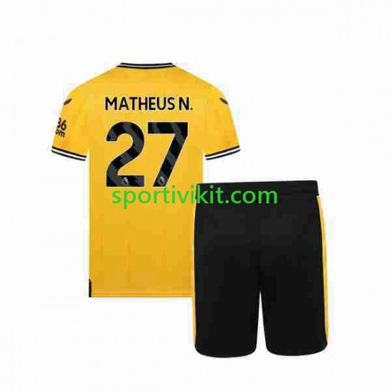 Completo da calcio Bambini Wolverhampton Wanderers Matheus Nunes 27 Maglia Prima 2023-2024 Manica Corta