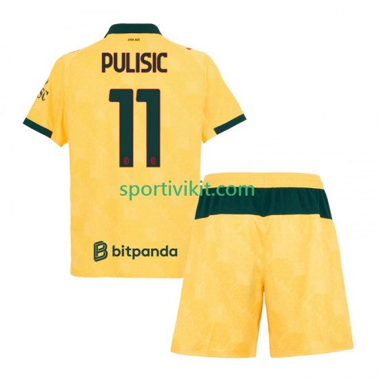 Completo da calcio Bambini AC Milan Christian Pulisic 11 Maglia Terza 2025-2026 Manica Corta Completo da calcio Bambini AC Milan Christian Pulisic 11 Maglia Terza 2025-2026 Manica Corta