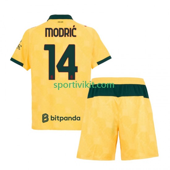 Completo da calcio Bambini AC Milan Modrić Luca 14 Maglia Terza 2025-2026 Manica Corta Completo da calcio Bambini AC Milan Modrić Luca 14 Maglia Terza 2025-2026 Manica Corta