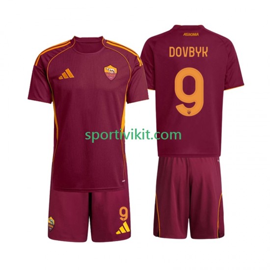 Completo da calcio Bambini AS Roma Artem Dovbyk 9 Maglia Prima 2025-2026 Manica Corta Completo da calcio Bambini AS Roma Artem Dovbyk 9 Maglia Prima 2025-2026 Manica Corta