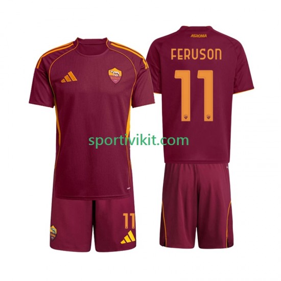 Completo da calcio Bambini AS Roma Evan Ferguson 11 Maglia Prima 2025-2026 Manica Corta