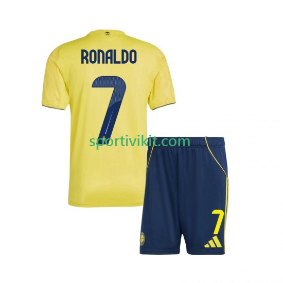 Completo da calcio Bambini Al-Nassr Cristiano Ronaldo 7 Maglia Prima 2025-2026 Manica Corta Completo da calcio Bambini Al-Nassr Cristiano Ronaldo 7 Maglia Prima 2025-2026 Manica Corta