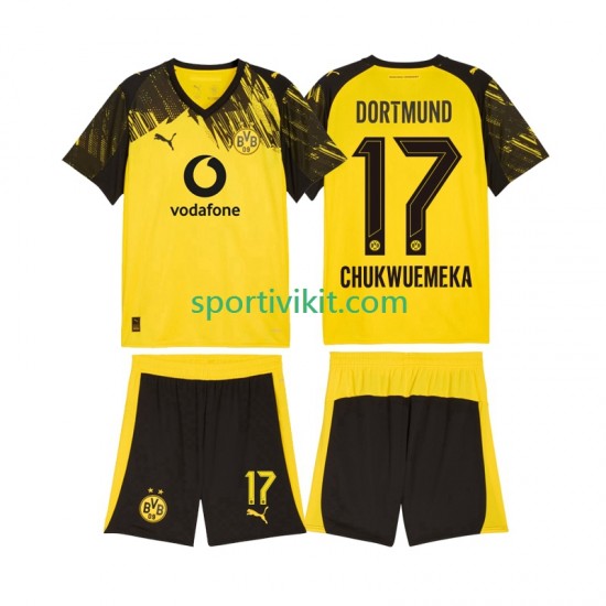 Completo da calcio Bambini Borussia Dortmund Carney Chukwuemeka 17 Maglia Prima 2025-2026 Manica Corta Completo da calcio Bambini Borussia Dortmund Carney Chukwuemeka 17 Maglia Prima 2025-2026 Manica Corta