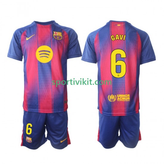 Completo da calcio Bambini FC Barcelona Gavi 6 Maglia Prima 2025-2026 Manica Corta