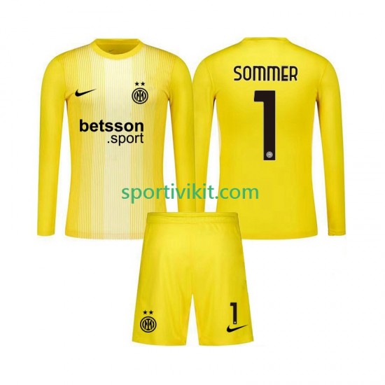 Completo da calcio Bambini Inter Milan Portiere Yann Sommer 1 Maglia Seconda 2025-2026 Manica Lunga Completo da calcio Bambini Inter Milan Portiere Yann Sommer 1 Maglia Seconda 2025-2026 Manica Lunga