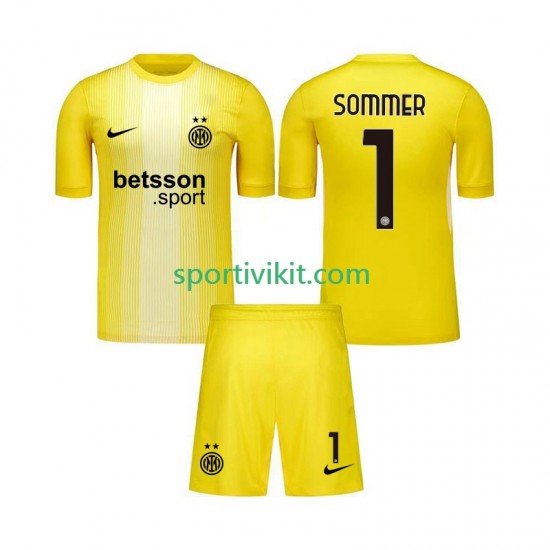 Completo da calcio Bambini Inter Milan Portiere Yann Sommer 1 Maglia Seconda 2025-2026 Manica Corta