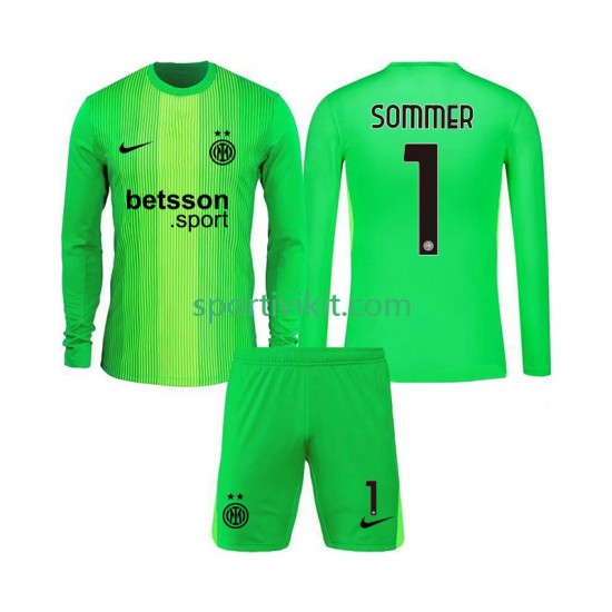 Completo da calcio Bambini Inter Milan Portiere Yann Sommer 1 Maglia Terza 2025-2026 Manica Lunga