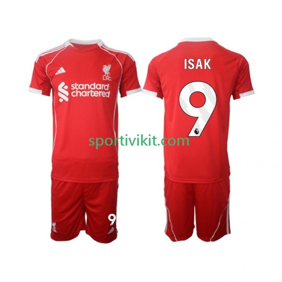 Completo da calcio Bambini Liverpool ISAK 9 Maglia Prima 2025-2026 Manica Corta Completo da calcio Bambini Liverpool ISAK 9 Maglia Prima 2025-2026 Manica Corta