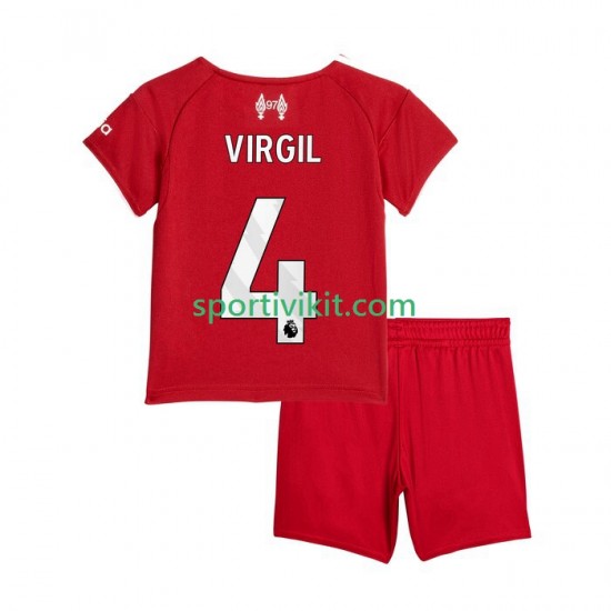 Completo da calcio Bambini Liverpool Virgil van Dijk 4 Maglia Prima 2025-2026 Manica Corta Completo da calcio Bambini Liverpool Virgil van Dijk 4 Maglia Prima 2025-2026 Manica Corta