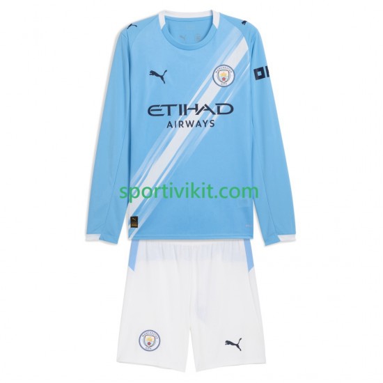Completo da calcio Bambini Manchester City Maglia Prima 2025-2026 Manica Lunga Completo da calcio Bambini Manchester City Maglia Prima 2025-2026 Manica Lunga