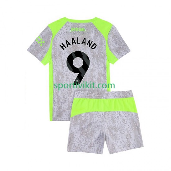 Completo da calcio Bambini Manchester City Erling Haaland 9 Uomo Maglia Terza 2025-2026 Manica Corta Completo da calcio Bambini Manchester City Erling Haaland 9 Uomo Maglia Terza 2025-2026 Manica Corta