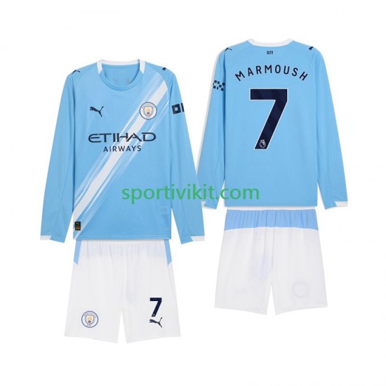 Completo da calcio Bambini Manchester City Omar Marmoush 7 Maglia Prima 2025-2026 Manica Lunga Completo da calcio Bambini Manchester City Omar Marmoush 7 Maglia Prima 2025-2026 Manica Lunga