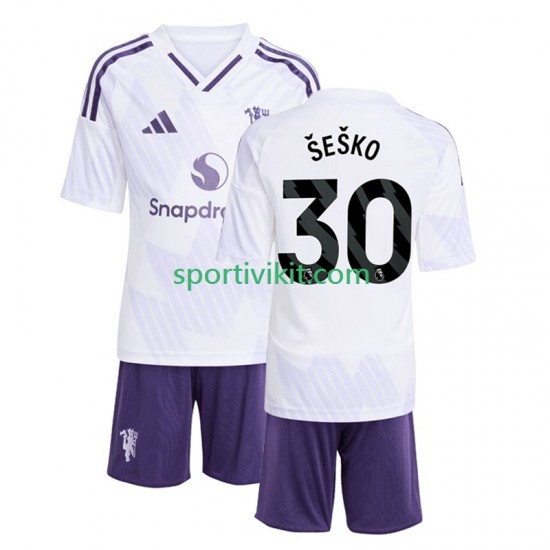 Completo da calcio Bambini Manchester United Benjamin Sesko 30 Maglia Seconda 2025-2026 Manica Corta