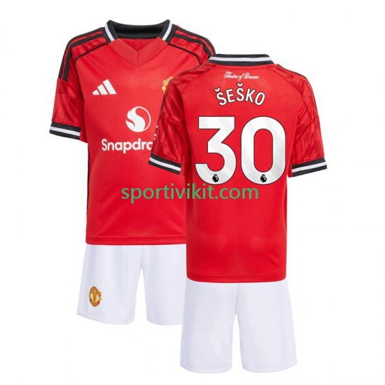 Completo da calcio Bambini Manchester United Benjamin Sesko 30 Maglia Prima 2025-2026 Manica Corta Completo da calcio Bambini Manchester United Benjamin Sesko 30 Maglia Prima 2025-2026 Manica Corta