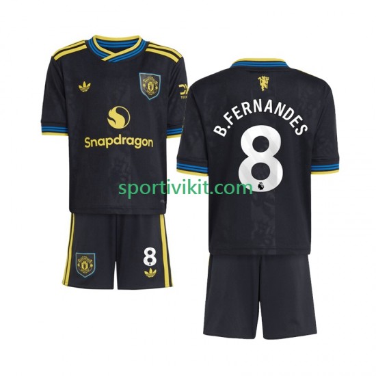 Completo da calcio Bambini Manchester United Bruno Fernandes 8 Maglia Terza 2025-2026 Manica Corta Completo da calcio Bambini Manchester United Bruno Fernandes 8 Maglia Terza 2025-2026 Manica Corta