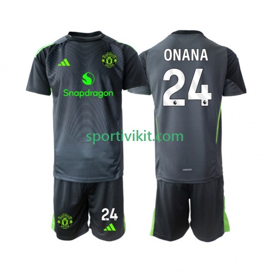Completo da calcio Bambini Manchester United Portiere Andre Onana 24 Maglia Seconda 2025-2026 Manica Corta Completo da calcio Bambini Manchester United Portiere Andre Onana 24 Maglia Seconda 2025-2026 Manica Corta