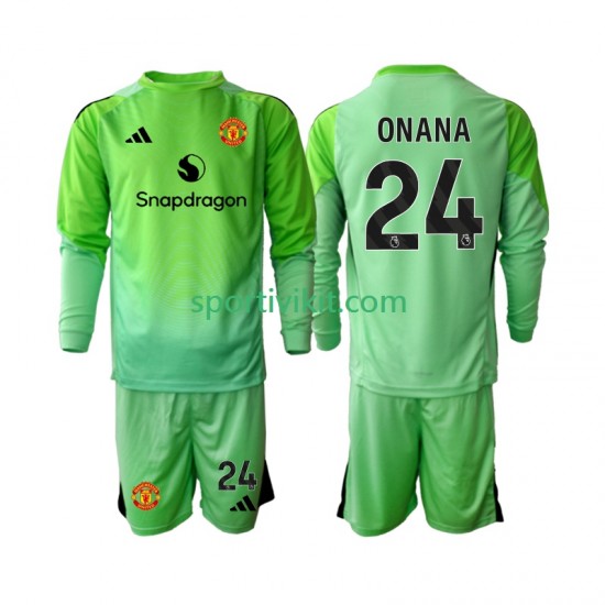 Completo da calcio Bambini Manchester United Portiere Andre Onana 24 Maglia Quarto 2025-2026 Manica Lunga