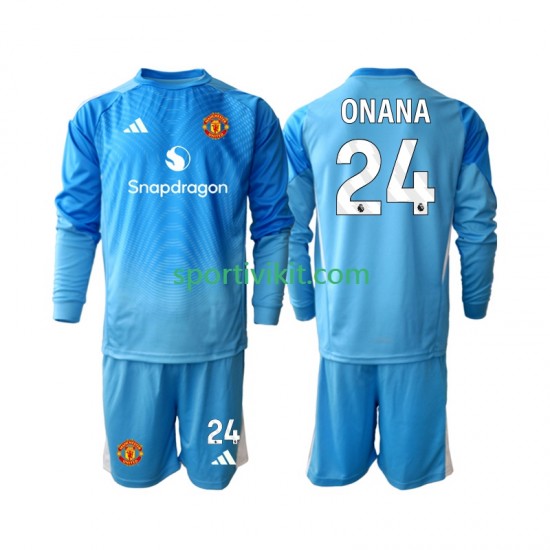 Completo da calcio Bambini Manchester United Portiere Andre Onana 24 Maglia Prima 2025-2026 Manica Lunga