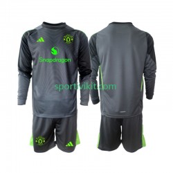 Completo da calcio Bambini Manchester United Portiere Maglia Seconda 2025-2026 Manica Lunga
