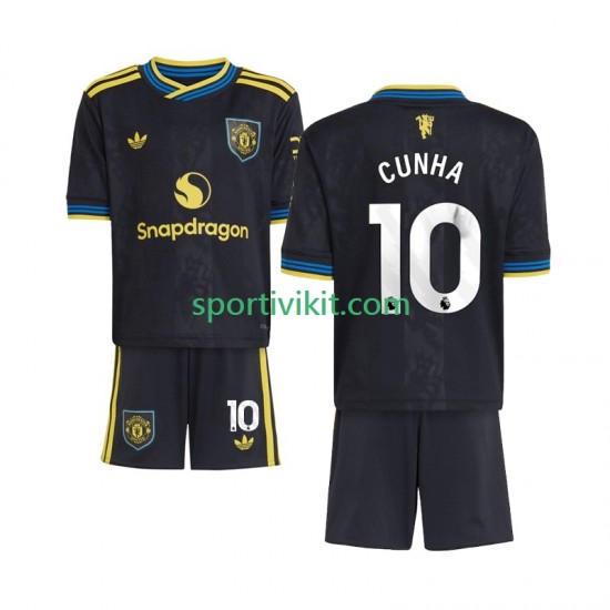 Completo da calcio Bambini Manchester United Matheus Cunha 10 Maglia Terza 2025-2026 Manica Corta