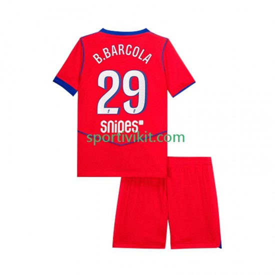 Completo da calcio Bambini Paris Saint-Germain Bradley Barcola 29 Maglia Terza 2025-2026 Manica Corta Completo da calcio Bambini Paris Saint-Germain Bradley Barcola 29 Maglia Terza 2025-2026 Manica Corta