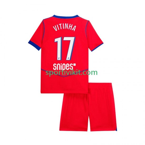 Completo da calcio Bambini Paris Saint-Germain Vitinha 17 Maglia Terza 2025-2026 Manica Corta