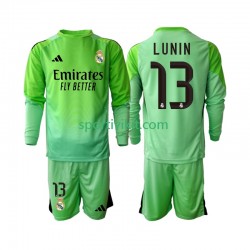 Completo da calcio Bambini Real Madrid Portiere Andriy Lunin 13 Maglia Seconda 2025-2026 Manica Lunga